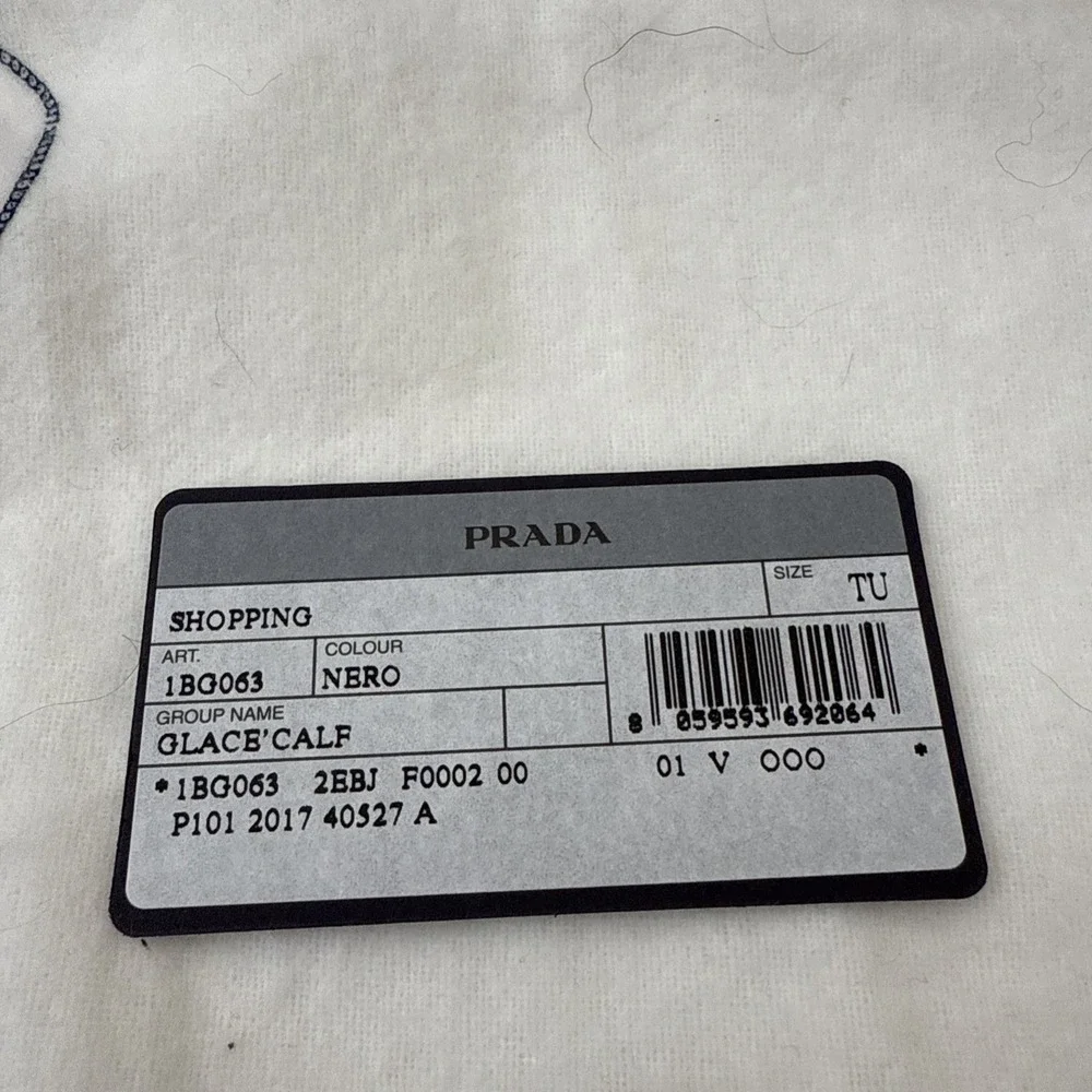 NWT PRADA Black Glace Calf Leather Shopping Tote Bag Purse ALL INCLUSIVE COA BAG - Picture 3 of 16